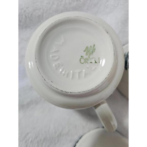 (Set of 3) Vintage Furio Coffee Mug Cup Christmas Sponged Trees Italy White 4" - Picture 8 of 9